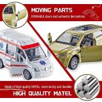 KIDAMI Die-cast Metal Toy Cars Set of 5, Openable Doors, Pull Back Cars Ambulance, Gift Pack for Kids (Official Car Ⅱ)