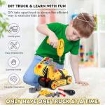 FLY2SKY Toys for 3 4 5 6 7 8 Year Old Boys 7 in 1 Take Apart Toys with Electric Drill Take Apart Truck Toys Construction Set DIY Engineering Building Toy Push & Go STEM Toy Gift for Boys Toys Age 6-8