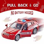 KIDAMI Die-cast Metal Toy Cars Set of 5, Openable Doors, Pull Back Cars Ambulance, Gift Pack for Kids (Official Car Ⅱ)