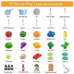 JokerKing 35Pcs Kids Kitchen Toy Accessories, Toddler Pretend Cooking Playset with Play Pots and Pans, Utensils Cookware Toys, Play Food Set, Toy Vegetables, Learning Gift for Girls Boys (Blue)