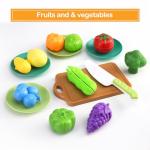 JokerKing 35Pcs Kids Kitchen Toy Accessories, Toddler Pretend Cooking Playset with Play Pots and Pans, Utensils Cookware Toys, Play Food Set, Toy Vegetables, Learning Gift for Girls Boys (Blue)