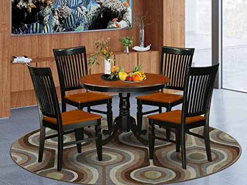 Round Wooden Table with Pedestal and 4 Chairs