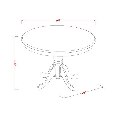 Round Wooden Table with Pedestal and 4 Chairs