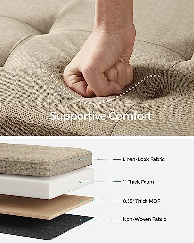 SONGMICS Foldable Storage Ottoman Bench, End of Bed - Camel Brown