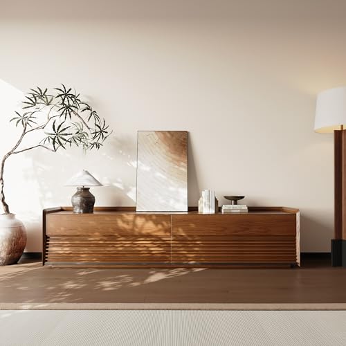 Mid Century Modern LED Walnut TV Stand Console