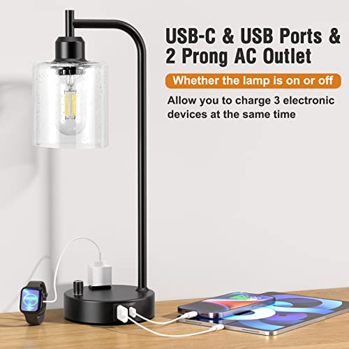 Set of 2 Industrial Table Lamps with USB Ports