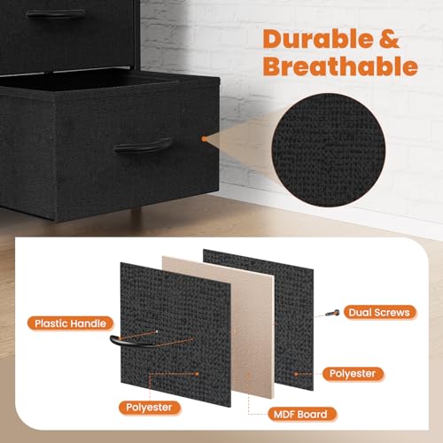 Fabric Storage Tower with 7 Drawers and Wooden Top