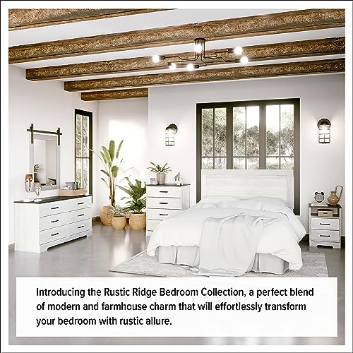 Rustic Farmhouse 6-Drawer Chest in Washed White