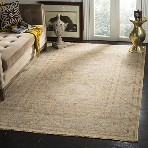 Gold and Grey Hand-Knotted Area Rug, 6' x 9