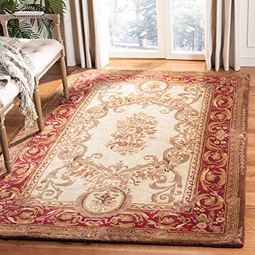 Handmade Traditional Wool Area Rug, Light Gold/Red
