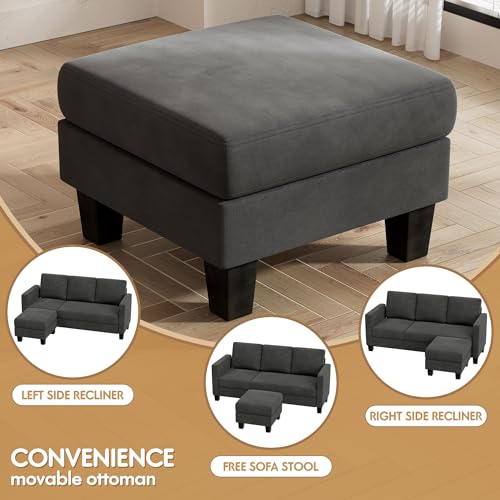 VICTONE Convertible L-Shaped Sectional Sofa with Movable Ottoman