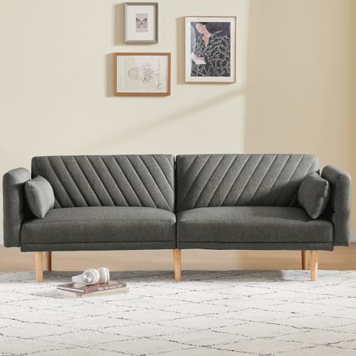 78" Modern Futon Sofa Bed with Adjustable Backrests
