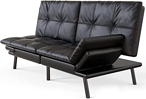 Convertible Memory Foam Futon Sleeper Sofa, Adjustable Armrests