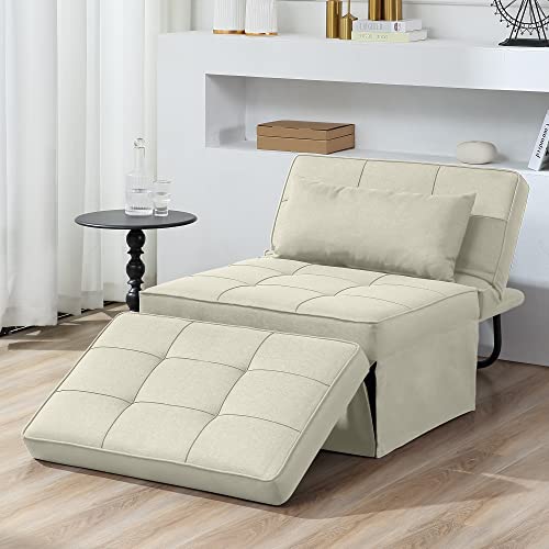 Multi-function White Sofa Bed Ottoman Couch Chair