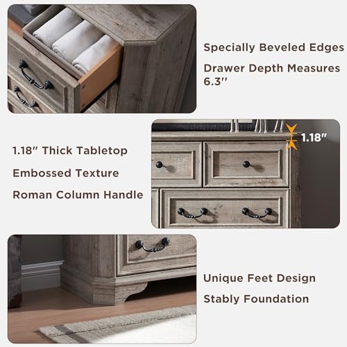 T4TREAM Farmhouse 7 Drawer Dresser, Vintage Design306554210