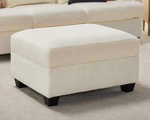 Offwhite Bouclé Sofa with Extra Deep Seats & Ottoman