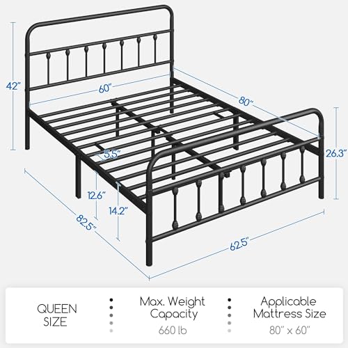 Yaheetech Queen Size Metal Platform Bed Frame Black