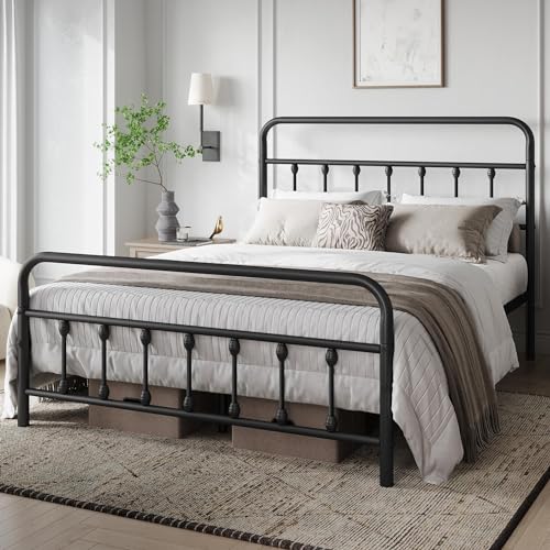 Yaheetech Queen Size Metal Platform Bed Frame Black