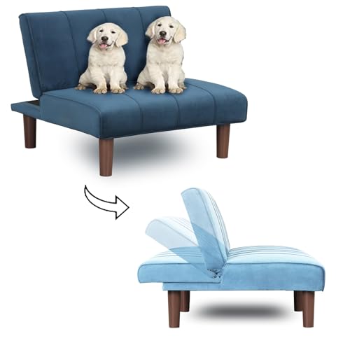 Blue armless small futon sofa chair for apartments