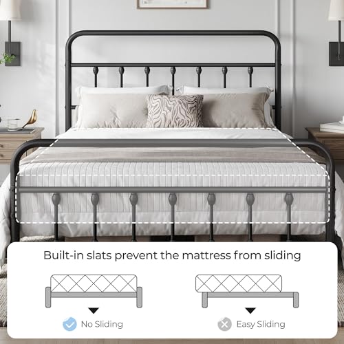Yaheetech Queen Size Metal Platform Bed Frame Black