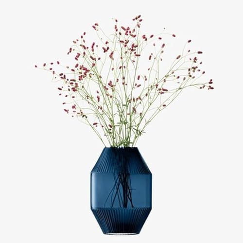 Handmade Sapphire Glass Vase - LSA Rotunda H37cm