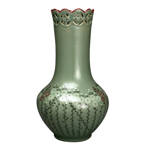 Korean Celadon Glaze Chrysanthemum Flower Ceramic Vase