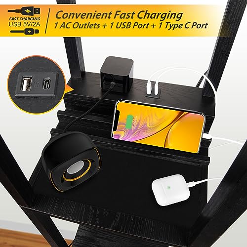 Modern 3-in-1 LED Shelf Floor Lamp with USB