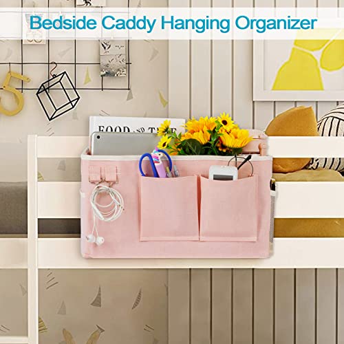 Light Pink Bedside Hanging Organizer for Bunk Beds