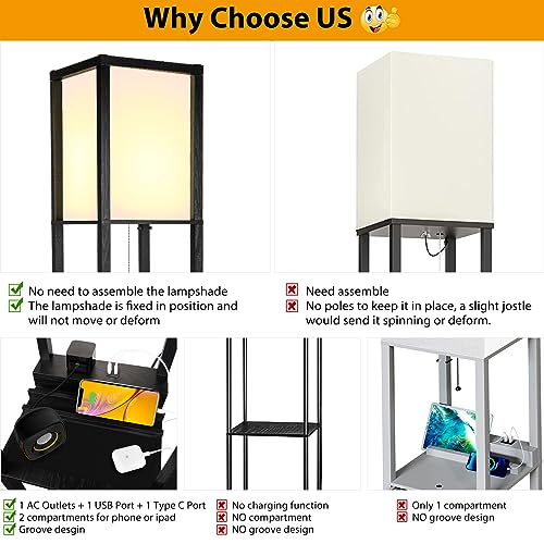 Modern 3-in-1 LED Shelf Floor Lamp with USB