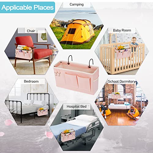 Light Pink Bedside Hanging Organizer for Bunk Beds