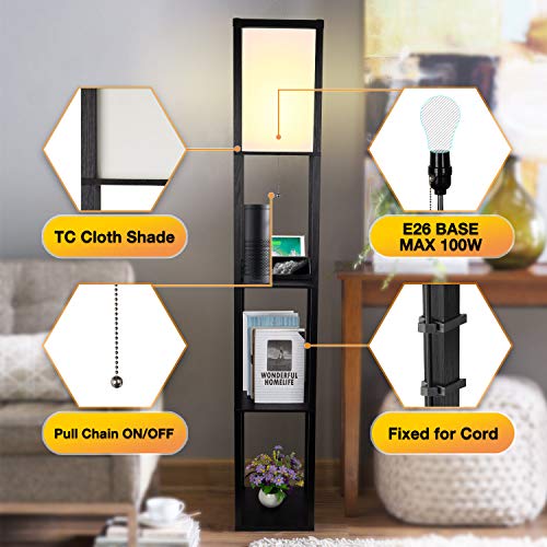Modern 3-in-1 LED Shelf Floor Lamp with USB