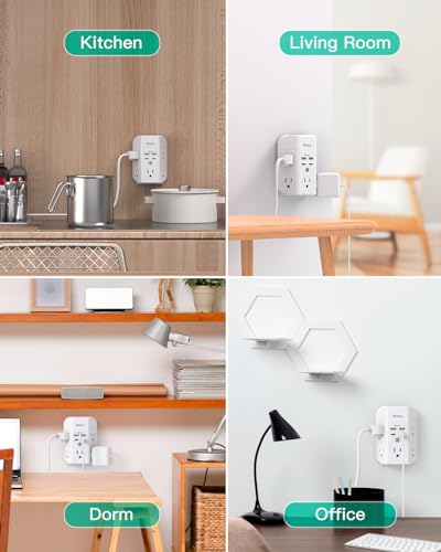 3-Sided Outlet Extender with 4 USB Ports