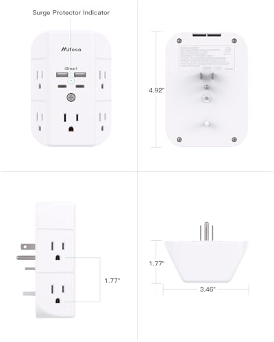 3-Sided Outlet Extender with 4 USB Ports