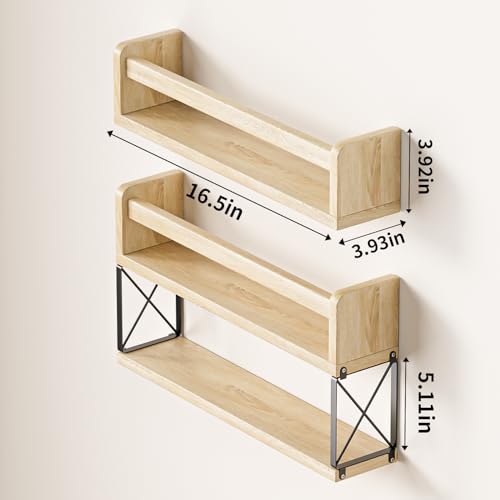 Natural Wood Nursery Book Shelves Set for Kids Room