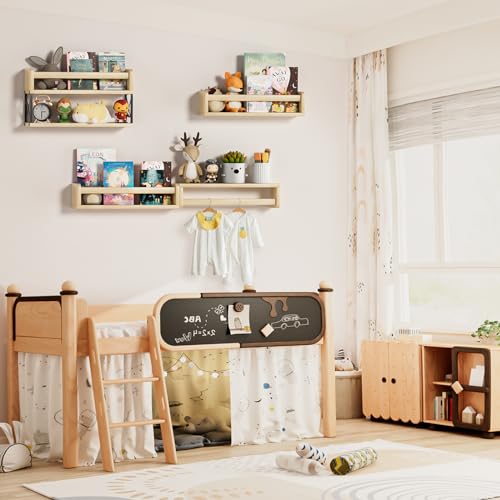 Natural Wood Nursery Book Shelves Set for Kids Room