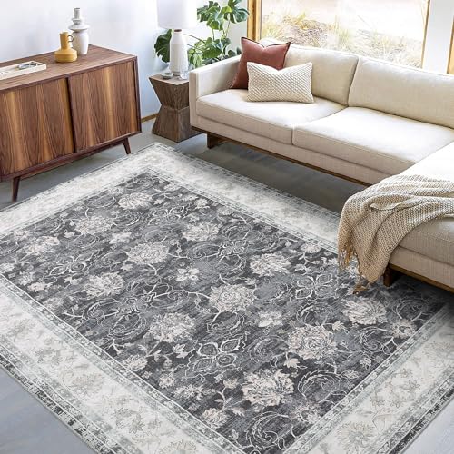 Boho Floral Area Rug for Living Room and Bedroom