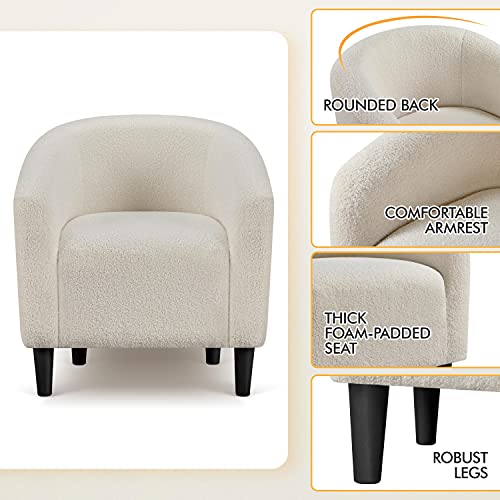 Set of 2 Ivory Fuzzy Sherpa Barrel Chairs