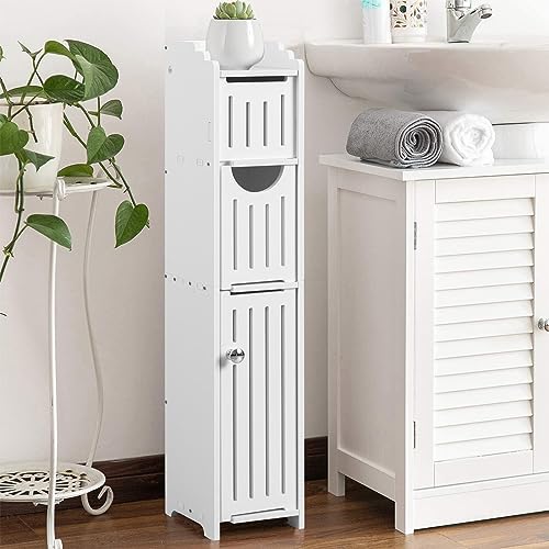 AOJEZOR Small White Bathroom Storage Cabinet - Mega Roll