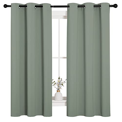 Gray-Green Nursery Insulated Blackout Curtains for Son's Room