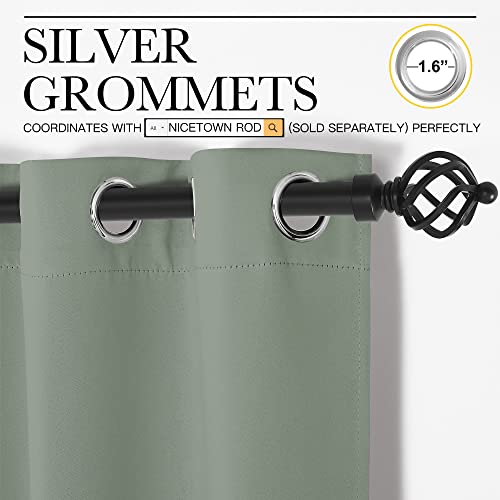 Gray-Green Nursery Insulated Blackout Curtains for Son's Room