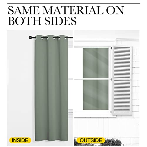 Gray-Green Nursery Insulated Blackout Curtains for Son's Room