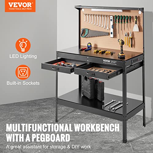 VEVOR Heavy Duty Garage Workbench with Power Ports