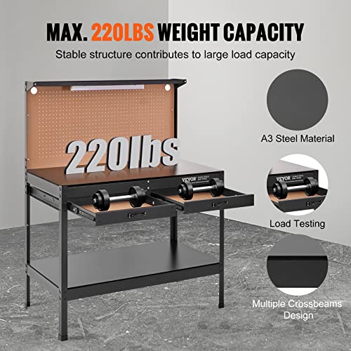 VEVOR Heavy Duty Garage Workbench with Power Ports