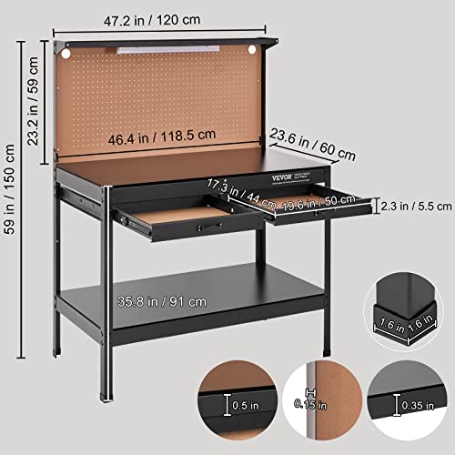 VEVOR Heavy Duty Garage Workbench with Power Ports