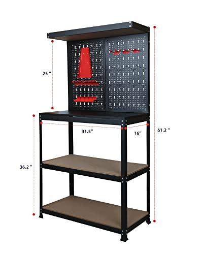 Multipurpose 31.5 inch Workbench with Peg Board