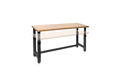 Heavy Duty Adjustable Workbench with Solid Wood Top