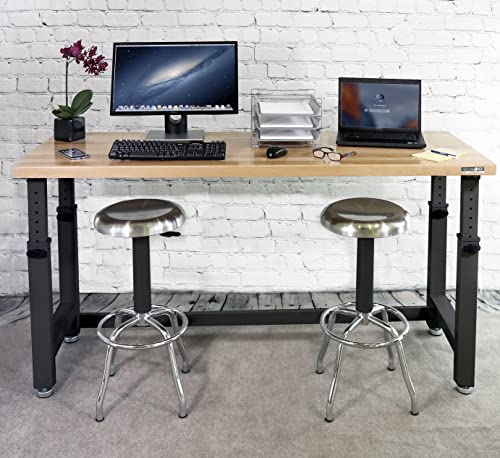 Heavy Duty Adjustable Workbench with Solid Wood Top