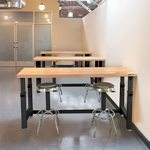 Heavy Duty Adjustable Workbench with Solid Wood Top