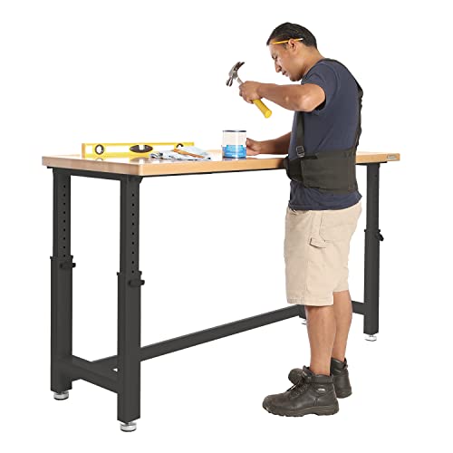 Heavy Duty Adjustable Workbench with Solid Wood Top
