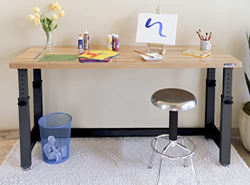 Heavy Duty Adjustable Workbench with Solid Wood Top